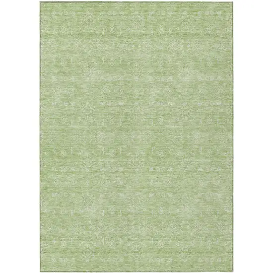 Artichoke Green Mint Green And Ivory Floral Washable Indoor Outdoor Area Rug Photo 1