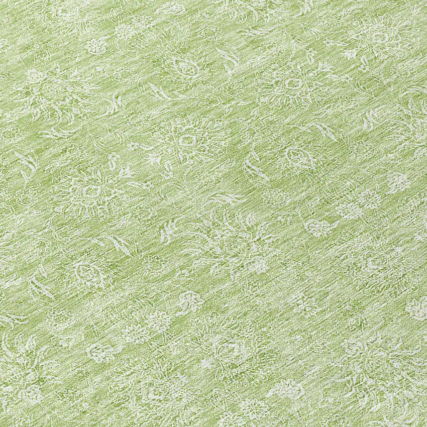 Artichoke Green Mint Green And Ivory Floral Washable Indoor Outdoor Area Rug Photo 9