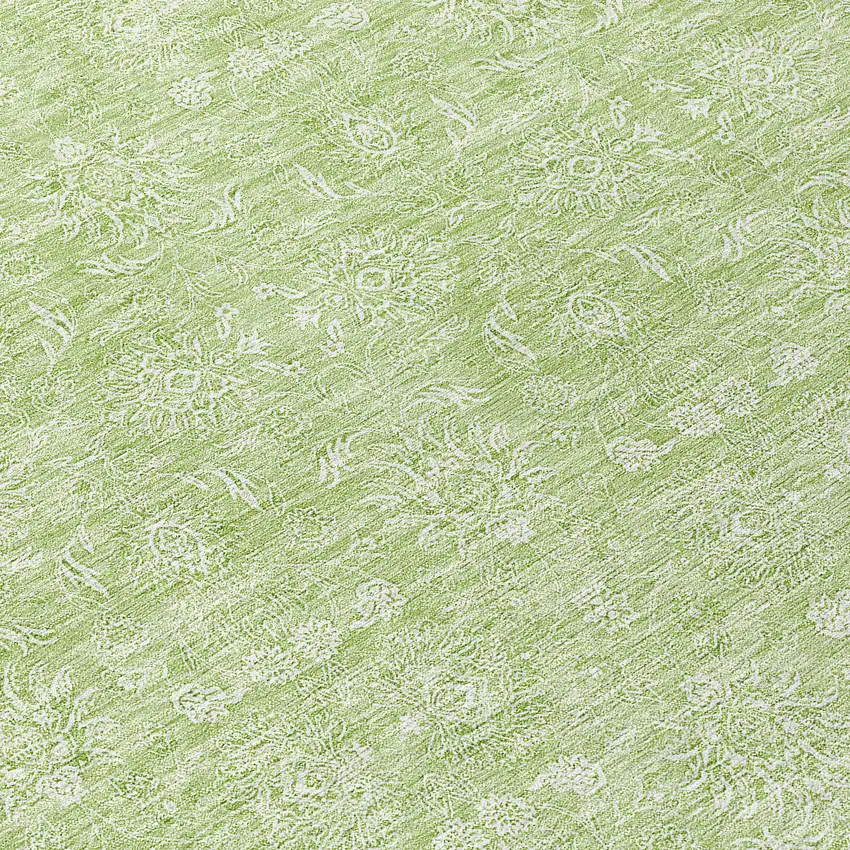 Artichoke Green Mint Green And Ivory Floral Washable Indoor Outdoor Area Rug Photo 9
