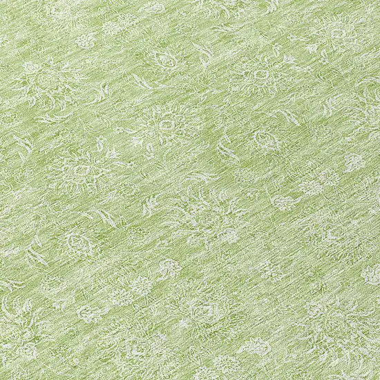 Artichoke Green Mint Green And Ivory Floral Washable Indoor Outdoor Area Rug Photo 7