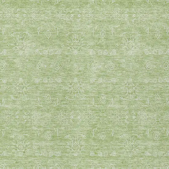 Artichoke Green Mint Green And Ivory Floral Washable Indoor Outdoor Area Rug Photo 3