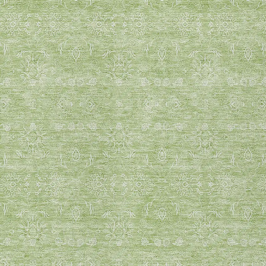 Artichoke Green Mint Green And Ivory Floral Washable Indoor Outdoor Area Rug Photo 3