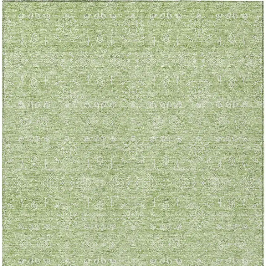 Artichoke Green Mint Green And Ivory Floral Washable Indoor Outdoor Area Rug Photo 4