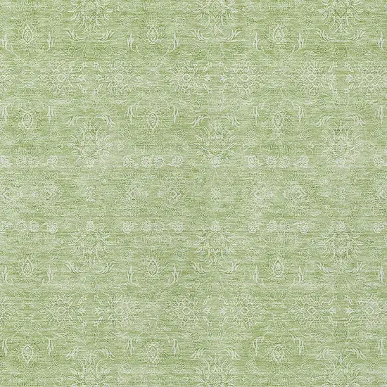 Artichoke Green Mint Green And Ivory Floral Washable Indoor Outdoor Area Rug Photo 5