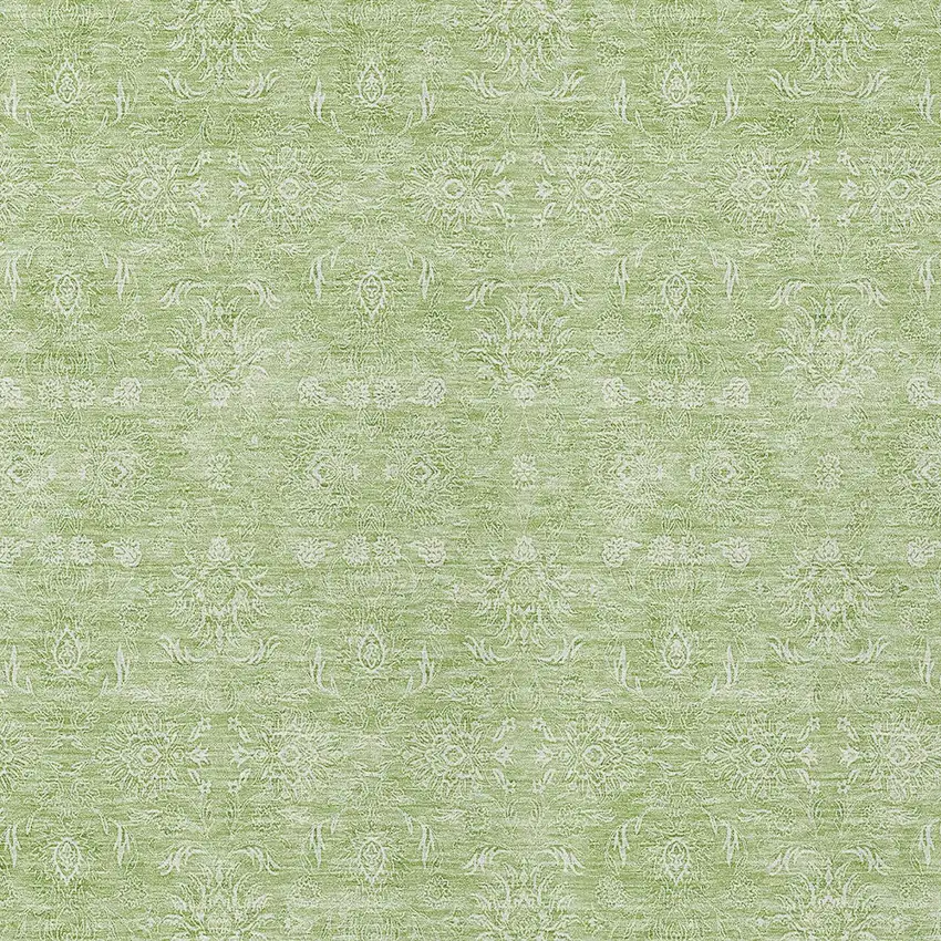 Artichoke Green Mint Green And Ivory Floral Washable Indoor Outdoor Area Rug Photo 5