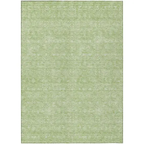 Artichoke Green Mint Green And Ivory Floral Washable Indoor Outdoor Area Rug Photo 1