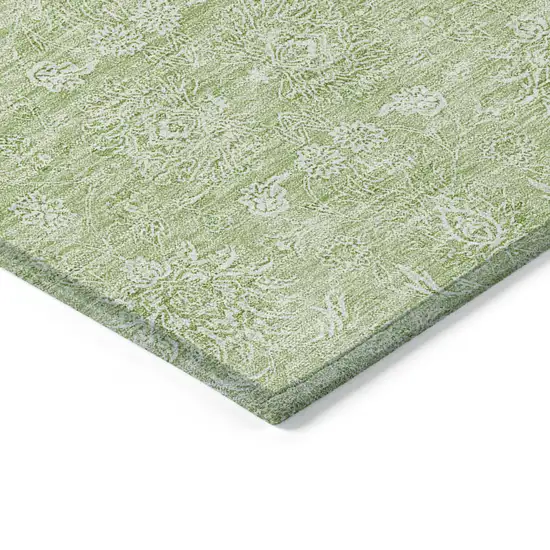 Artichoke Green Mint Green And Ivory Floral Washable Indoor Outdoor Area Rug Photo 2