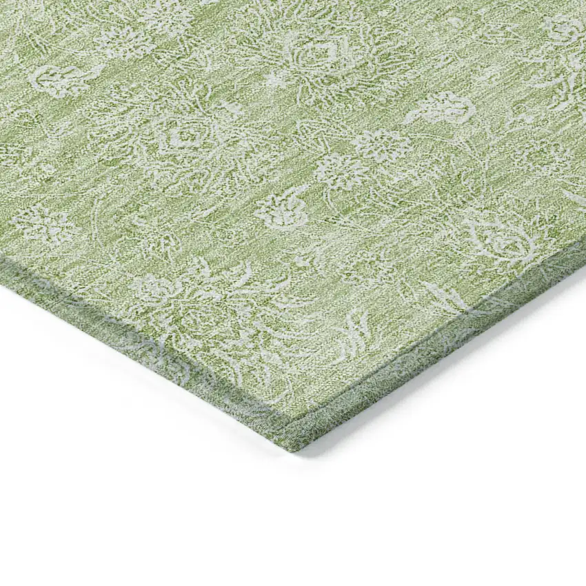 Artichoke Green Mint Green And Ivory Floral Washable Indoor Outdoor Area Rug Photo 2