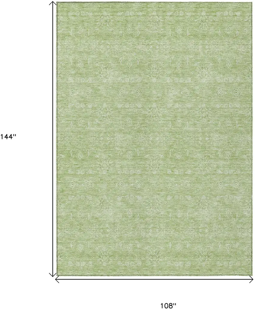 Artichoke Green Mint Green And Ivory Floral Washable Indoor Outdoor Area Rug Photo 8