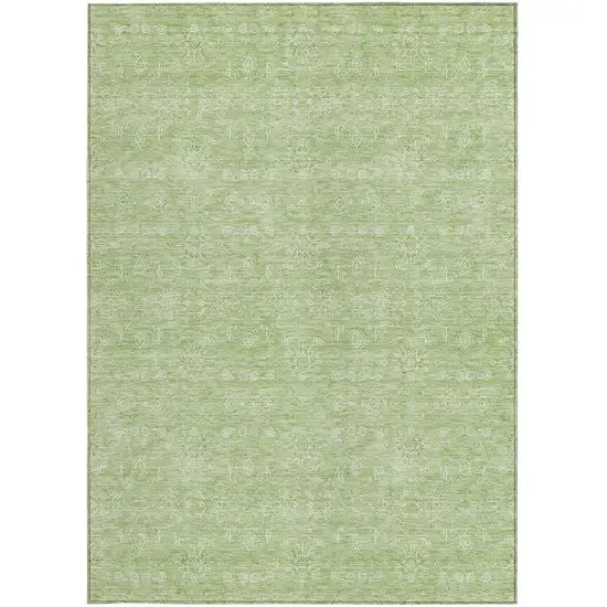 Artichoke Green Mint Green And Ivory Floral Washable Indoor Outdoor Area Rug Photo 3