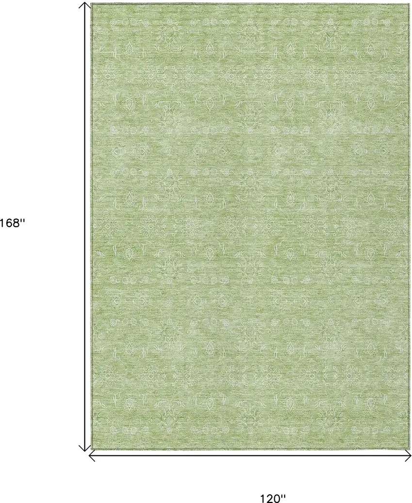 Artichoke Green Mint Green And Ivory Floral Washable Indoor Outdoor Area Rug Photo 9