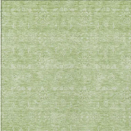 Artichoke Green Mint Green And Ivory Floral Washable Indoor Outdoor Area Rug Photo 3