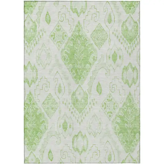 Artichoke Green Mint Green And Ivory Moroccan Washable Indoor Outdoor Area Rug Photo 2