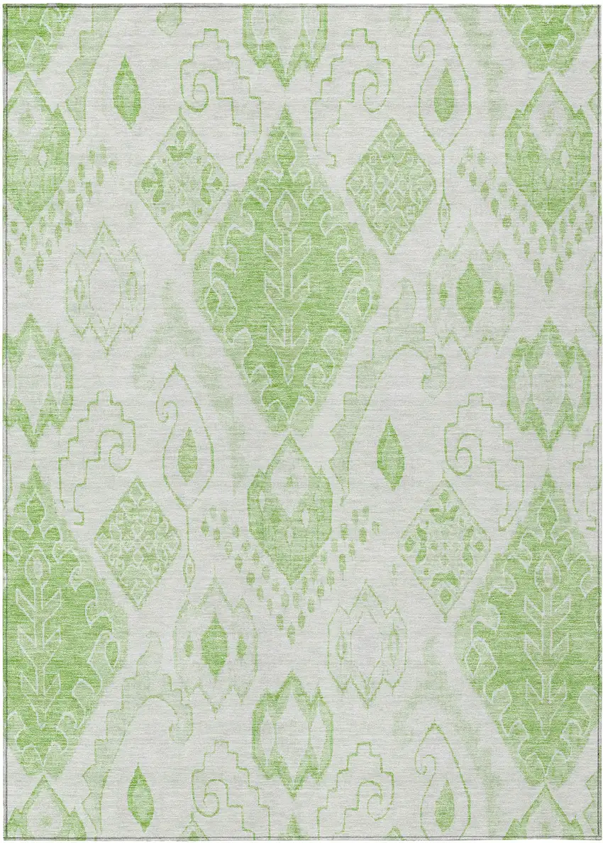 Artichoke Green Mint Green And Ivory Moroccan Washable Indoor Outdoor Area Rug Photo 2