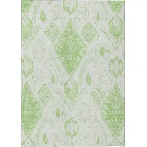 Photo of Artichoke Green Mint Green And Ivory Moroccan Washable Indoor Outdoor Area Rug