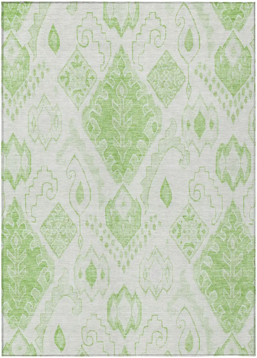Artichoke Green Mint Green And Ivory Moroccan Washable Indoor Outdoor Area Rug Photo 2