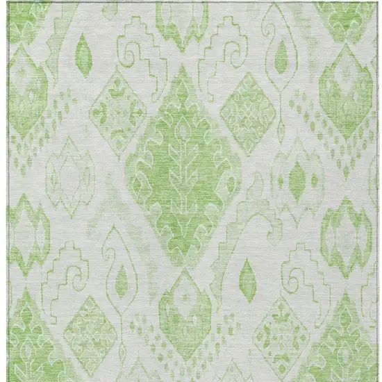 Artichoke Green Mint Green And Ivory Moroccan Washable Indoor Outdoor Area Rug Photo 5
