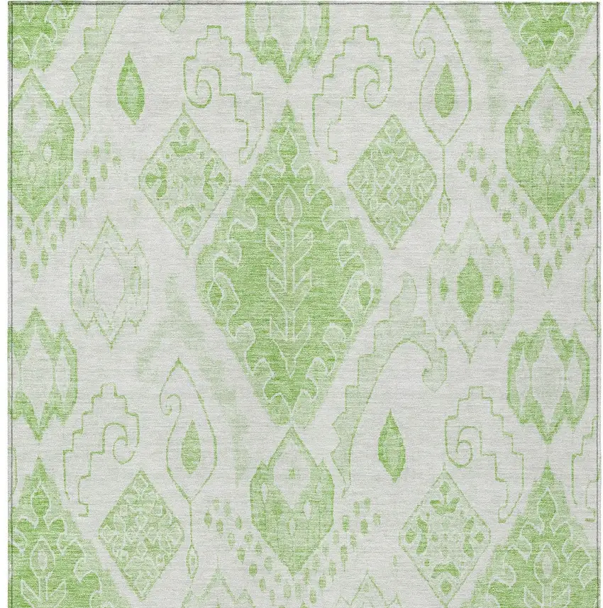 Artichoke Green Mint Green And Ivory Moroccan Washable Indoor Outdoor Area Rug Photo 5