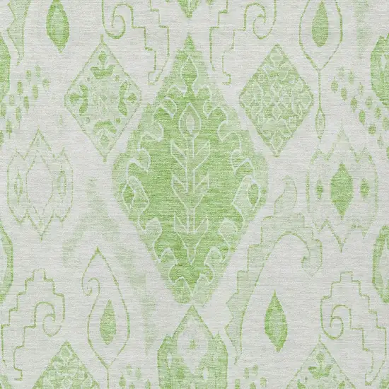 Artichoke Green Mint Green And Ivory Moroccan Washable Indoor Outdoor Area Rug Photo 4