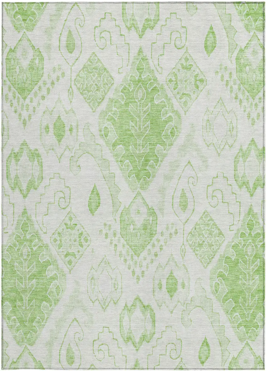 Artichoke Green Mint Green And Ivory Moroccan Washable Indoor Outdoor Area Rug Photo 6