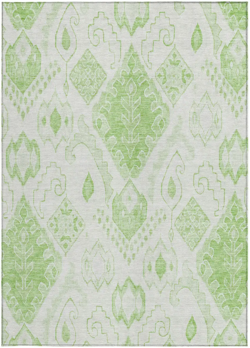 Artichoke Green Mint Green And Ivory Moroccan Washable Indoor Outdoor Area Rug Photo 6