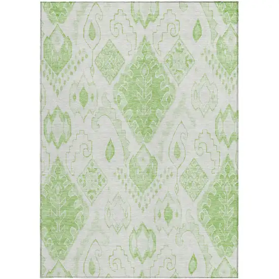 Artichoke Green Mint Green And Ivory Moroccan Washable Indoor Outdoor Area Rug Photo 6