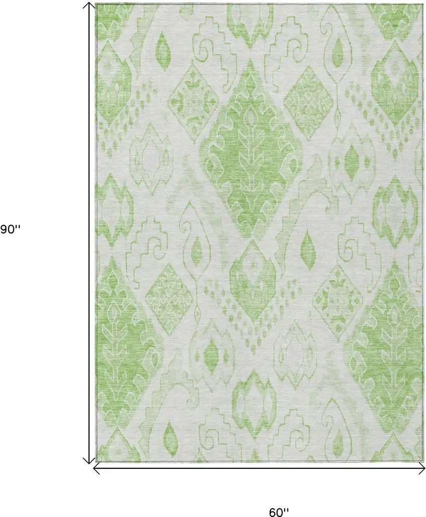 Artichoke Green Mint Green And Ivory Moroccan Washable Indoor Outdoor Area Rug Photo 3