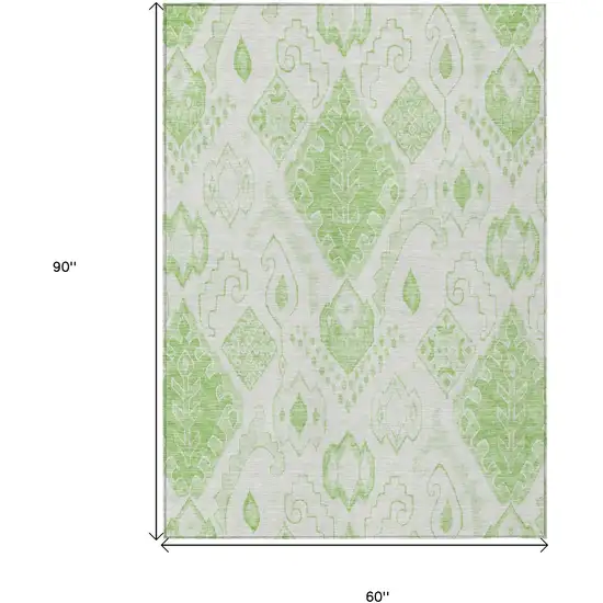 Artichoke Green Mint Green And Ivory Moroccan Washable Indoor Outdoor Area Rug Photo 3