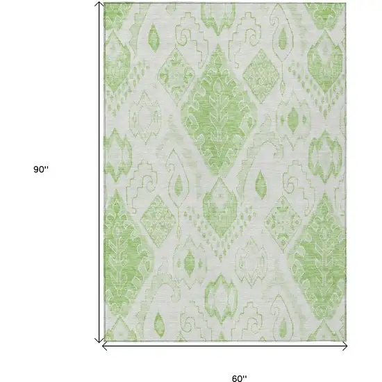 Artichoke Green Mint Green And Ivory Moroccan Washable Indoor Outdoor Area Rug Photo 3