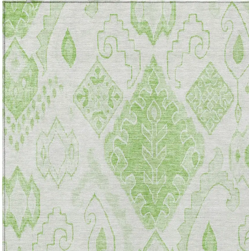 Artichoke Green Mint Green And Ivory Moroccan Washable Indoor Outdoor Area Rug Photo 5