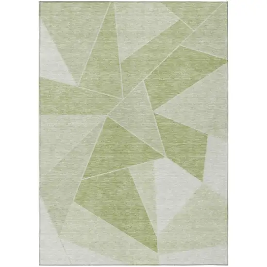Artichoke Green Mint Green And Sage Geometric Washable Indoor Outdoor Area Rug Photo 2