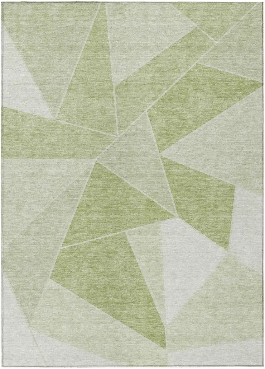 Artichoke Green Mint Green And Sage Geometric Washable Indoor Outdoor Area Rug Photo 2