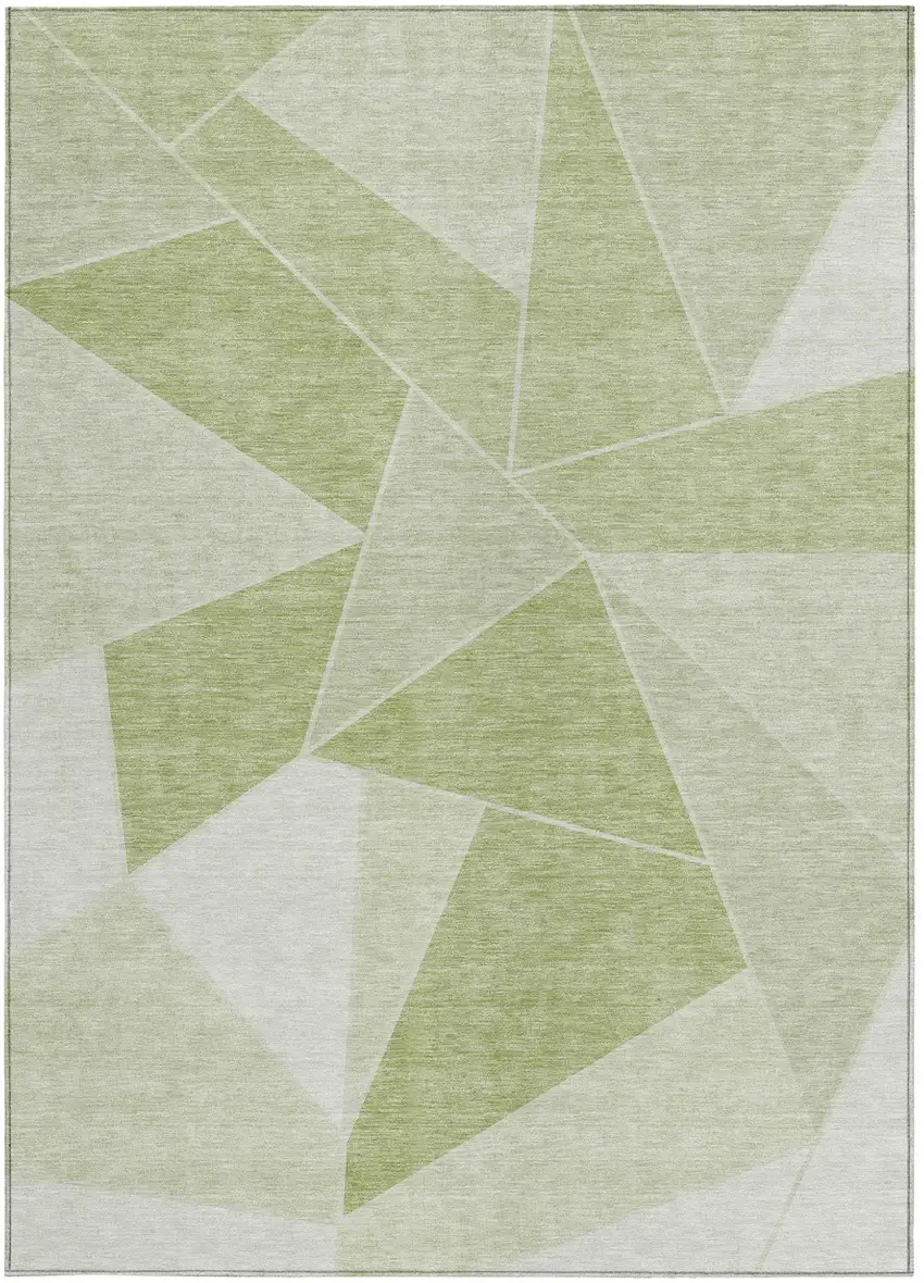 Artichoke Green Mint Green And Sage Geometric Washable Indoor Outdoor Area Rug Photo 5