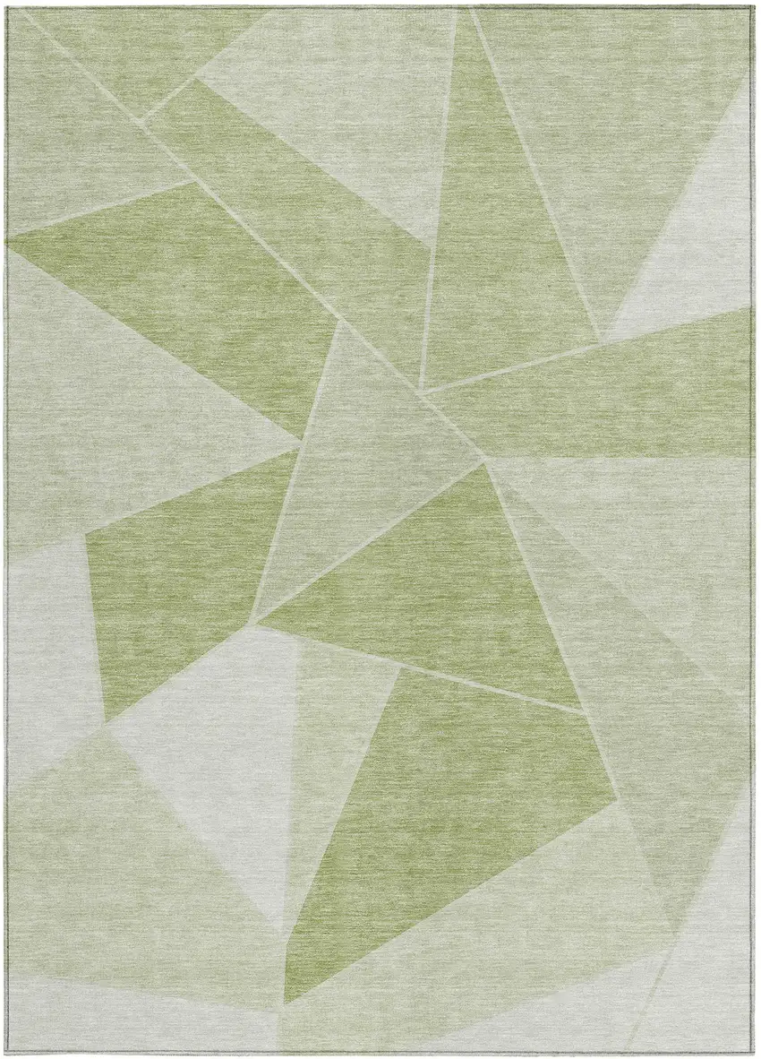 Artichoke Green Mint Green And Sage Geometric Washable Indoor Outdoor Area Rug Photo 5