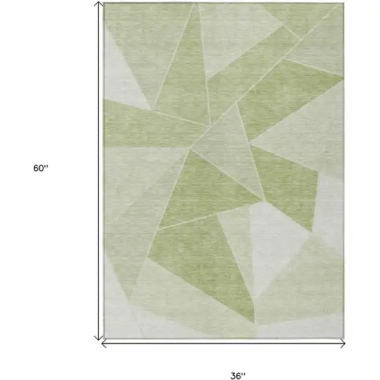 Artichoke Green Mint Green And Sage Geometric Washable Indoor Outdoor Area Rug Photo 3