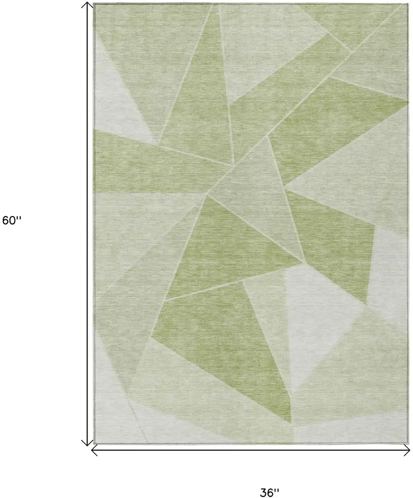 Artichoke Green Mint Green And Sage Geometric Washable Indoor Outdoor Area Rug Photo 3