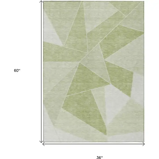 Artichoke Green Mint Green And Sage Geometric Washable Indoor Outdoor Area Rug Photo 3