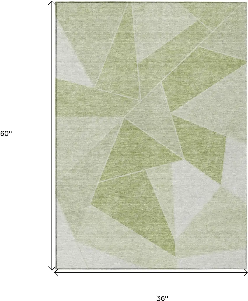 Artichoke Green Mint Green And Sage Geometric Washable Indoor Outdoor Area Rug Photo 3