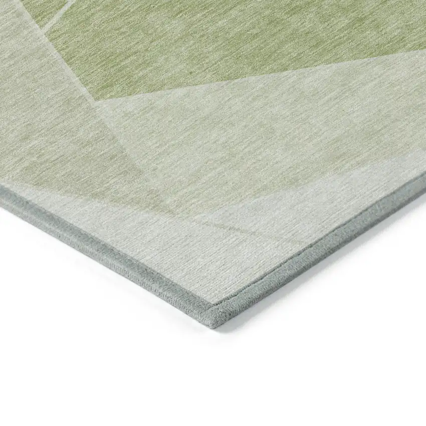 Artichoke Green Mint Green And Sage Geometric Washable Indoor Outdoor Area Rug Photo 4