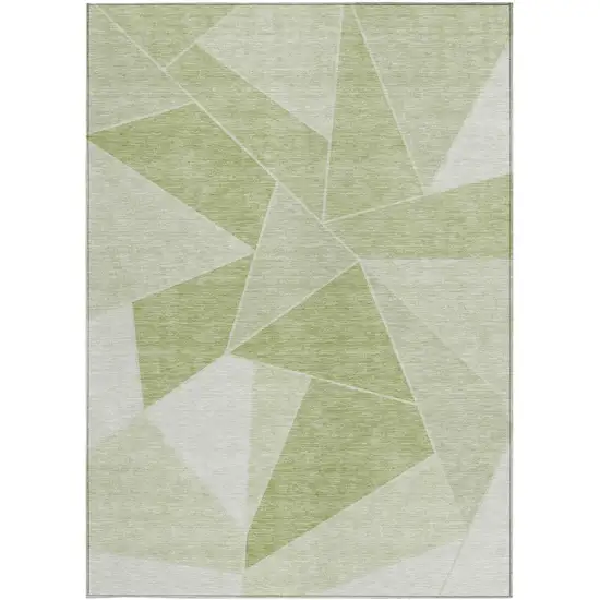 Artichoke Green Mint Green And Sage Geometric Washable Indoor Outdoor Area Rug Photo 4