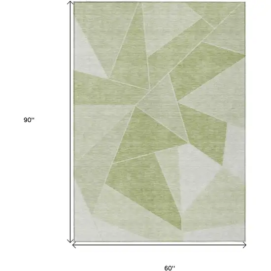 Artichoke Green Mint Green And Sage Geometric Washable Indoor Outdoor Area Rug Photo 9