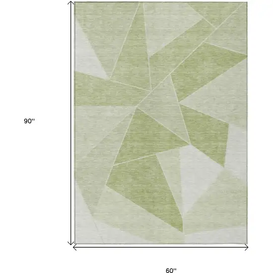 Artichoke Green Mint Green And Sage Geometric Washable Indoor Outdoor Area Rug Photo 9