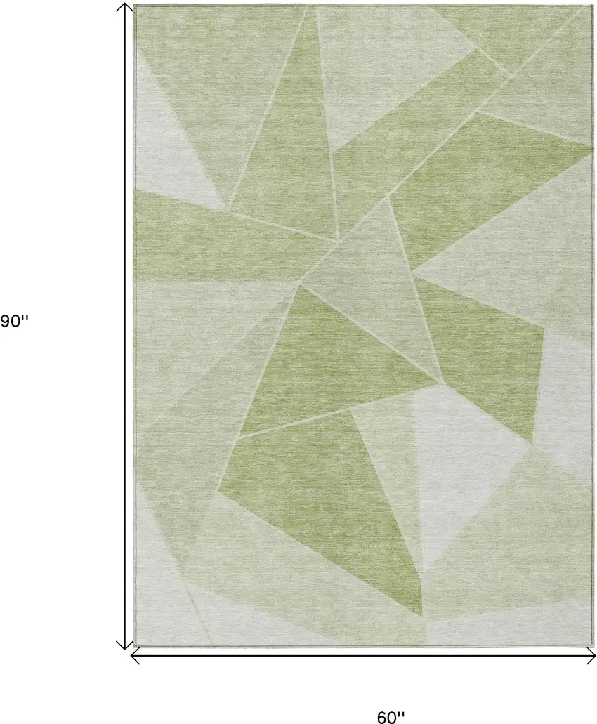 Artichoke Green Mint Green And Sage Geometric Washable Indoor Outdoor Area Rug Photo 9