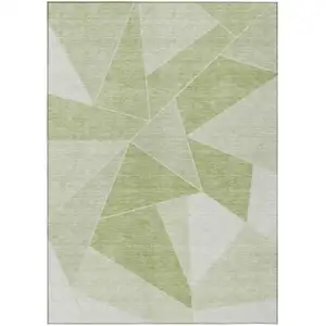 Photo of Artichoke Green Mint Green And Sage Geometric Washable Indoor Outdoor Area Rug