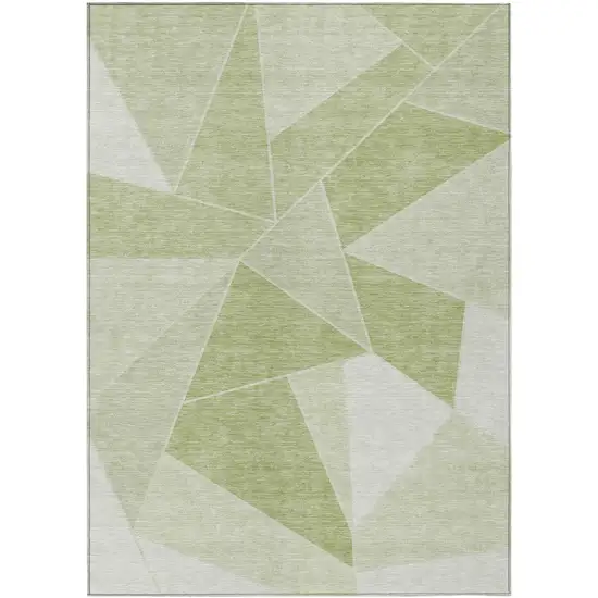 Artichoke Green Mint Green And Sage Geometric Washable Indoor Outdoor Area Rug Photo 1