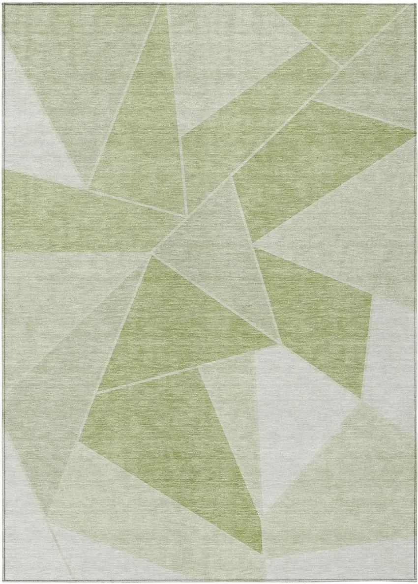 Artichoke Green Mint Green And Sage Geometric Washable Indoor Outdoor Area Rug Photo 1