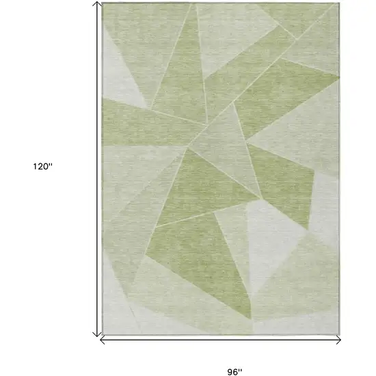 Artichoke Green Mint Green And Sage Geometric Washable Indoor Outdoor Area Rug Photo 3