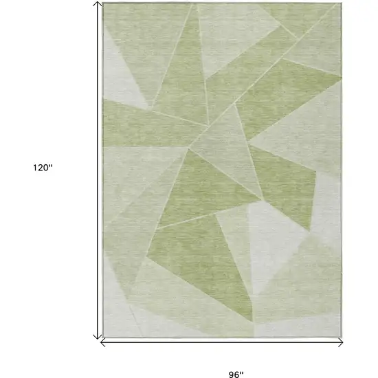 Artichoke Green Mint Green And Sage Geometric Washable Indoor Outdoor Area Rug Photo 3