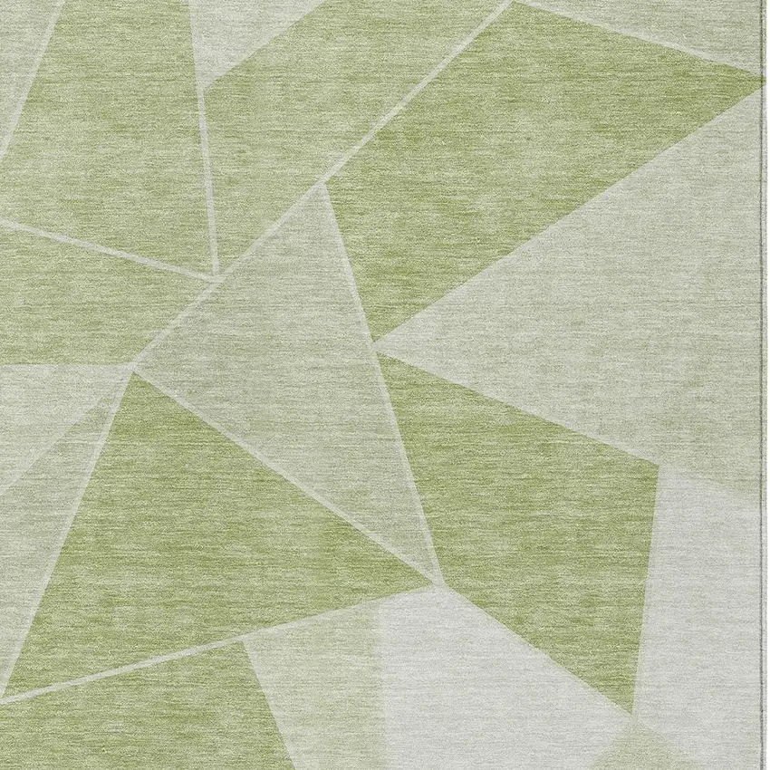 Artichoke Green Mint Green And Sage Geometric Washable Indoor Outdoor Area Rug Photo 4