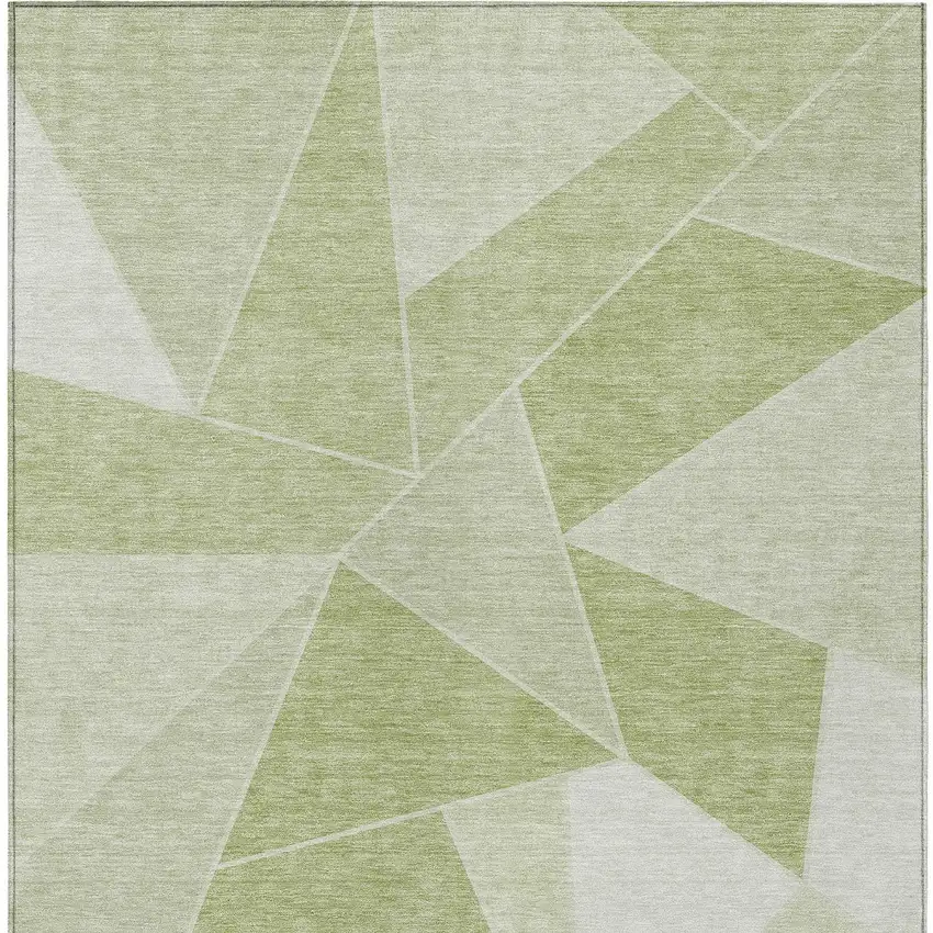 Artichoke Green Mint Green And Sage Geometric Washable Indoor Outdoor Area Rug Photo 6